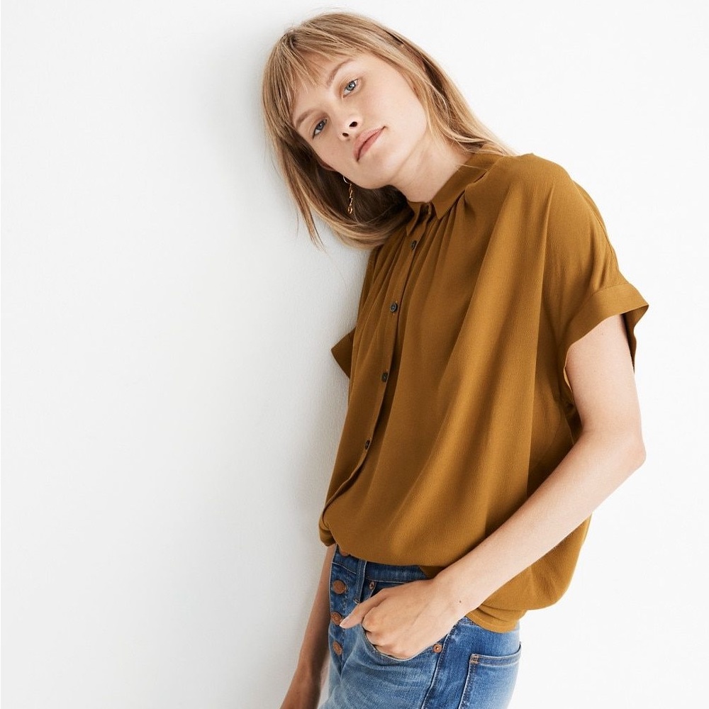 Madewell Central Drapey Shirt in Dark Tobacco